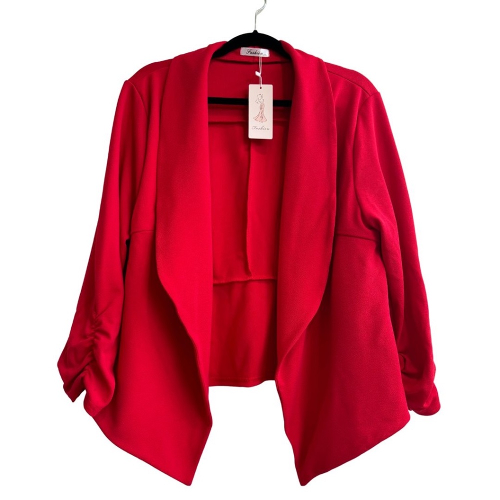 Red Blazer 3/4 Sleeve - Women’s Plus Size 2XL